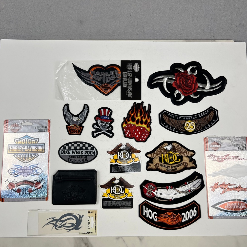 VTG Harley Davidson HOG Patch Sticker Wallet Lot Mixed Multi Biker Moto Style